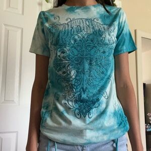 Blue rhinestone shirt